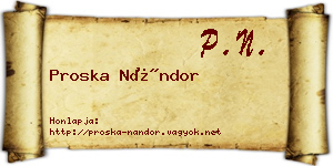 Proska Nándor névjegykártya